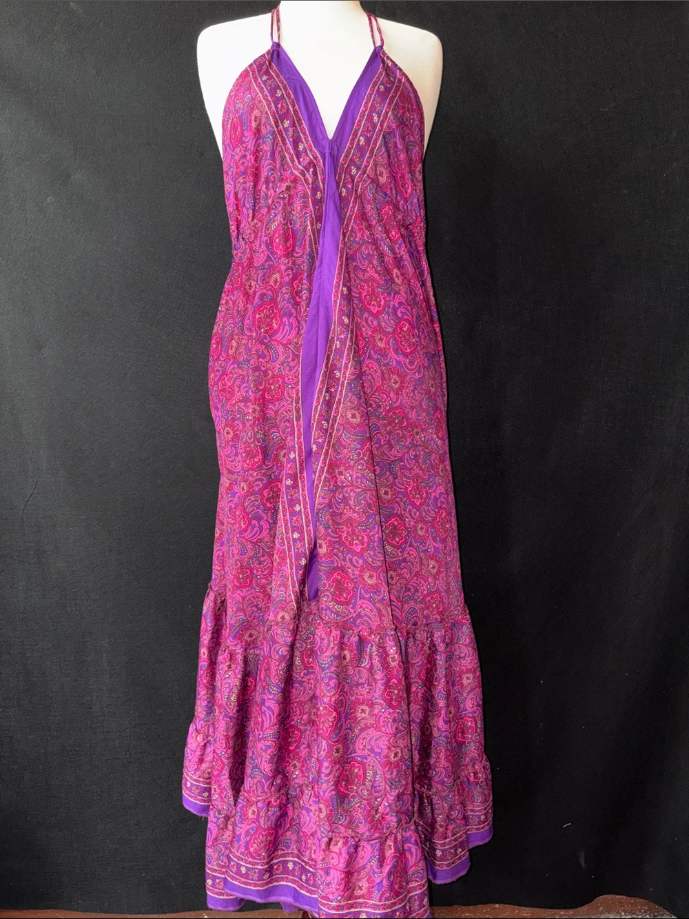 Purple Paisley Halter Maxi Dress - Unbranded